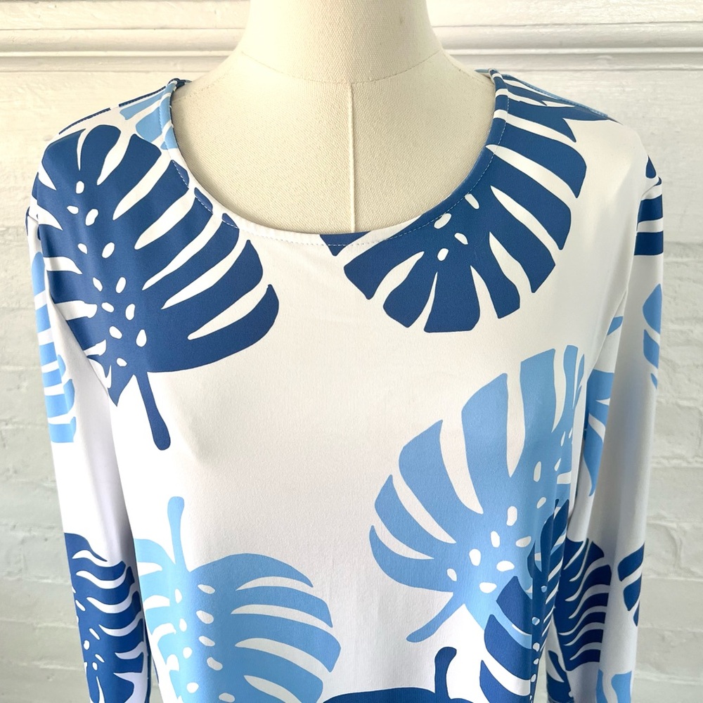 Sailor Sailor Crew Tee Blue Monstera 50 UPF Wicking Sailor Cloth Sun Shirt - Picture 7 of 12